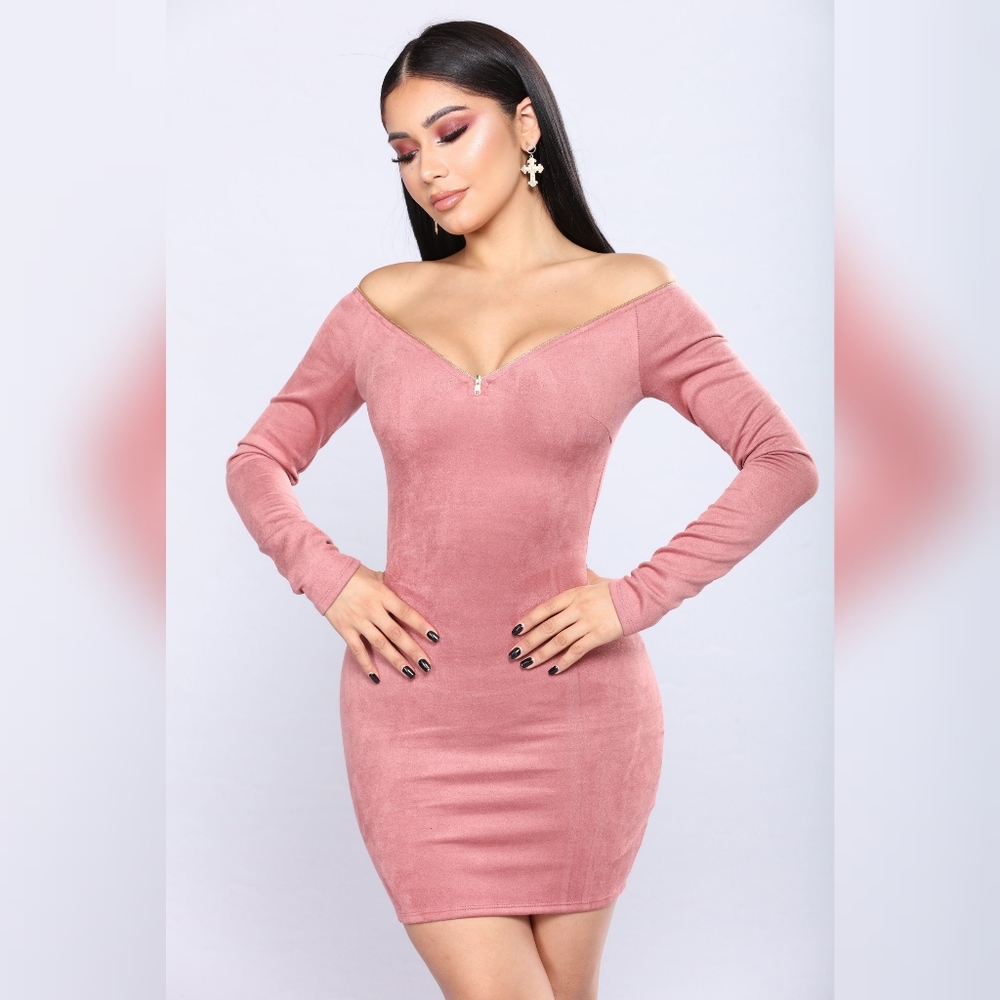 Fashion Nova NWT Plus 2X Fawn Over You Dress Pink Mauve